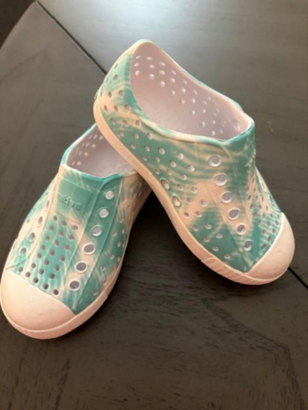Native Shoes Jefferson Bloom Kids Slip On Water Shoes Teal Blue White Size C7